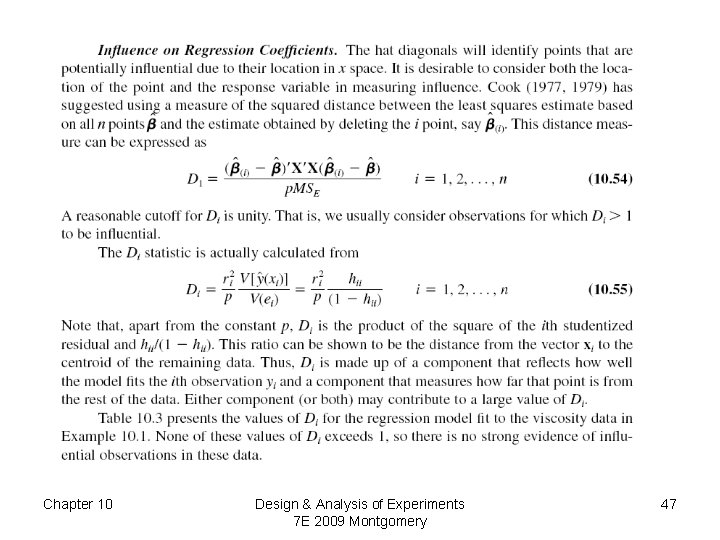 Chapter 10 Design & Analysis of Experiments 7 E 2009 Montgomery 47 