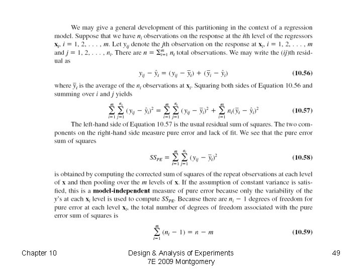 Chapter 10 Design & Analysis of Experiments 7 E 2009 Montgomery 49 