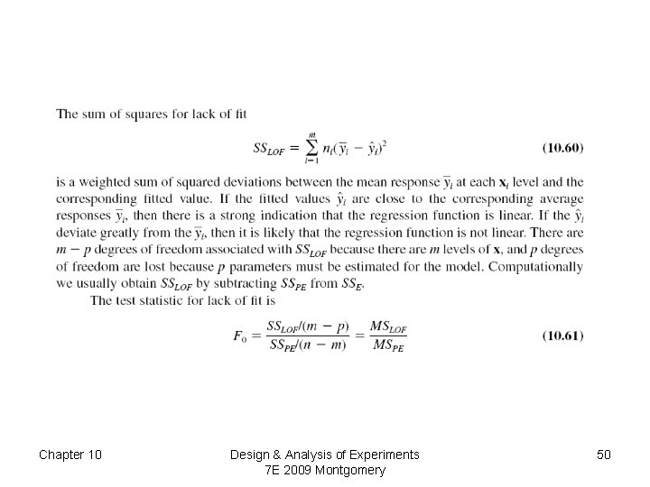 Chapter 10 Design & Analysis of Experiments 7 E 2009 Montgomery 50 