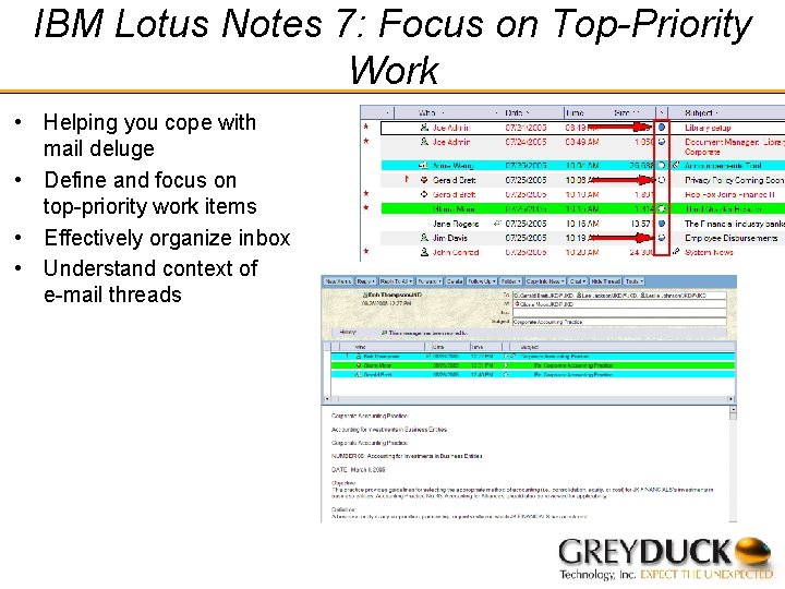 IBM Lotus Notes 7: Focus on Top-Priority Work • Helping you cope with mail