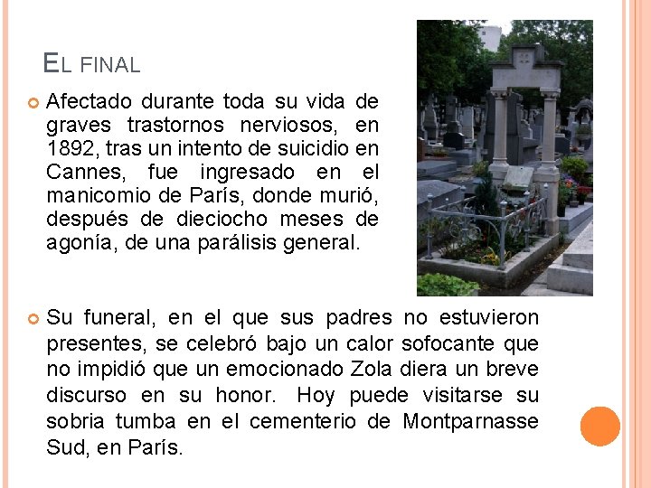 EL FINAL Afectado durante toda su vida de graves trastornos nerviosos, en 1892, tras