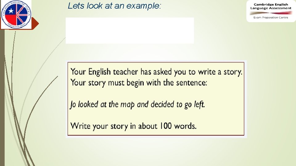 Lets look at an example: Lets look at an example: