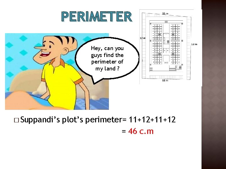 PERIMETER Hey, can you guys find the perimeter of my land ? � Suppandi’s PERIMETER Hey, can you guys find the perimeter of my land ? � Suppandi’s