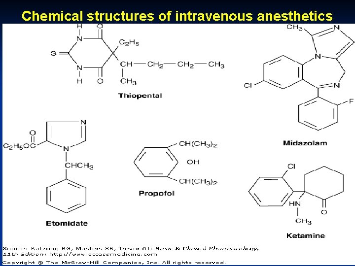 Chemical structures of intravenous anesthetics 