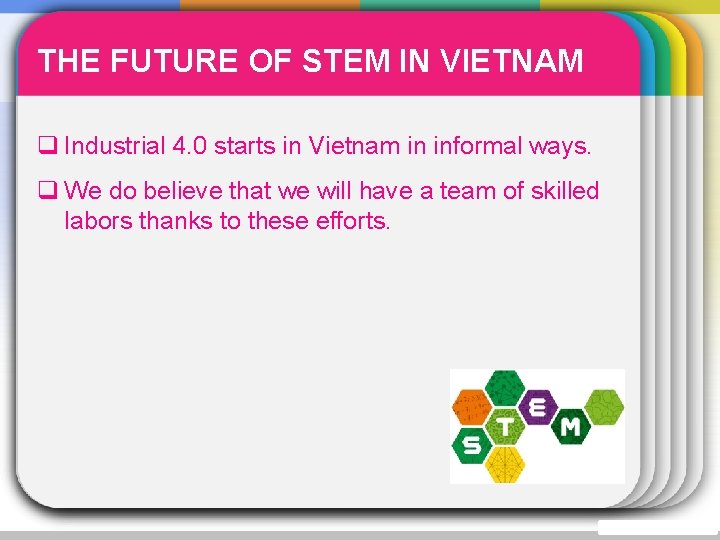 THE FUTURE OF STEM IN VIETNAM q Industrial 4. 0 starts in Vietnam in