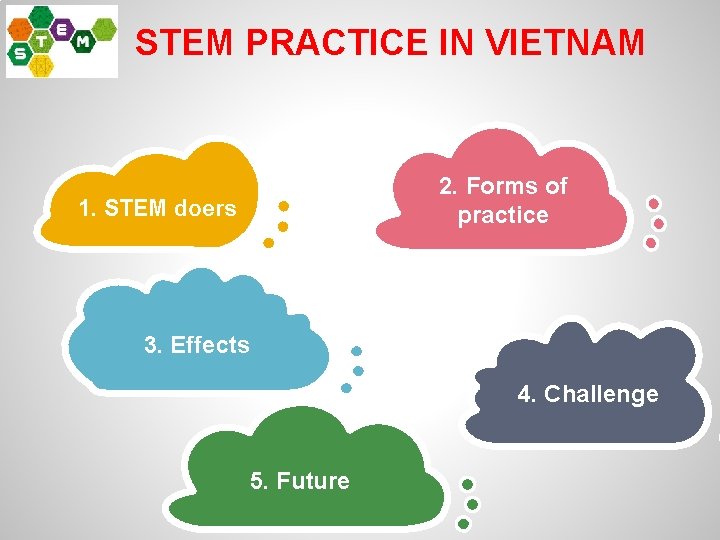 STEM PRACTICE IN VIETNAM 2. Forms of practice 1. STEM doers 3. Effects 4.