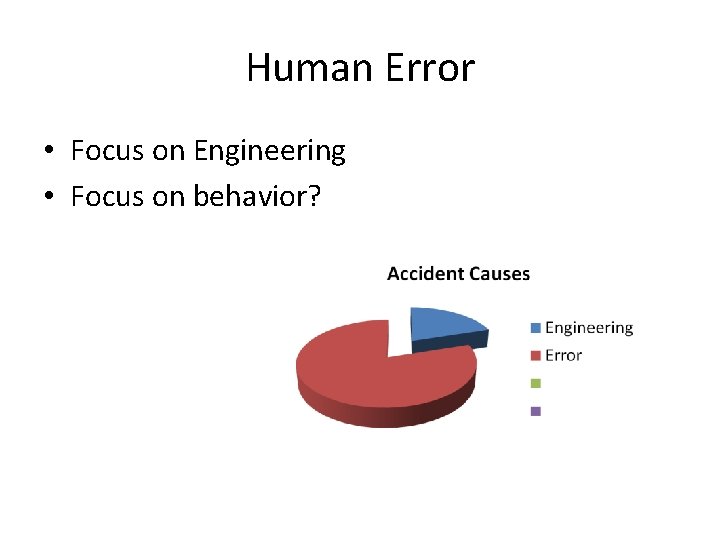 Human Error • Focus on Engineering • Focus on behavior? 