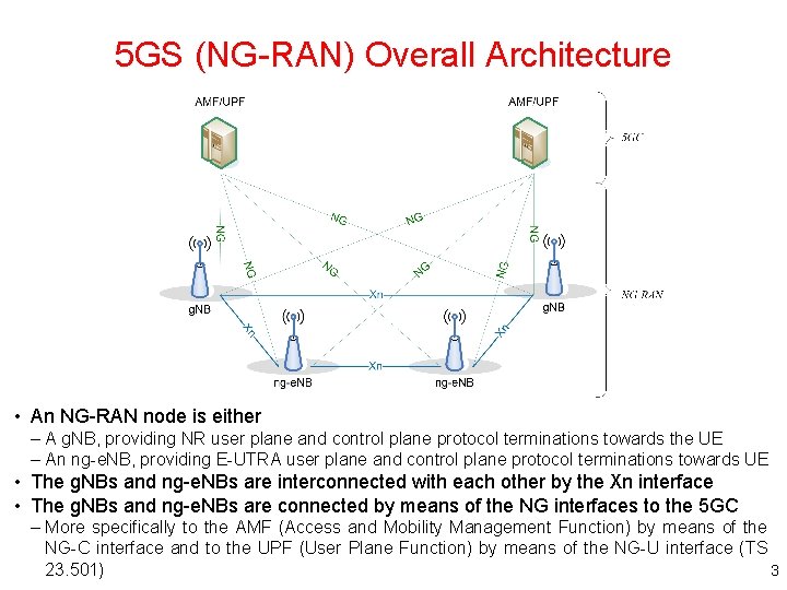 5 GS (NG-RAN) Overall Architecture • An NG-RAN node is either – A g. 5 GS (NG-RAN) Overall Architecture • An NG-RAN node is either – A g.