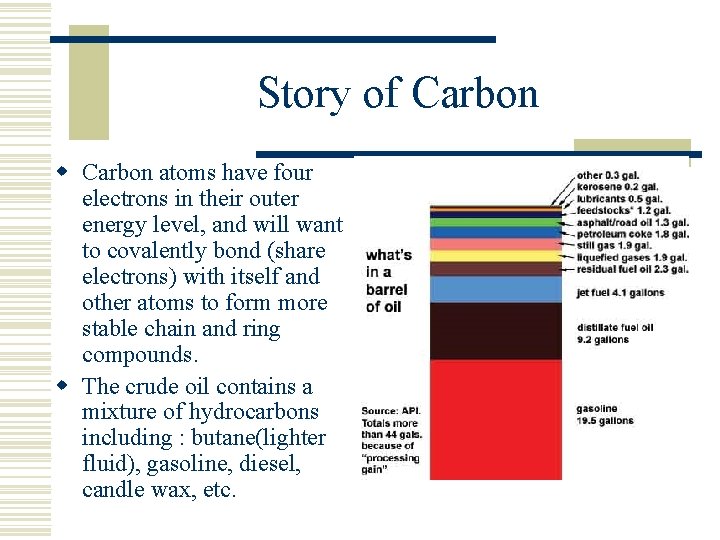 Story of Carbon w Carbon atoms have four electrons in their outer energy level,