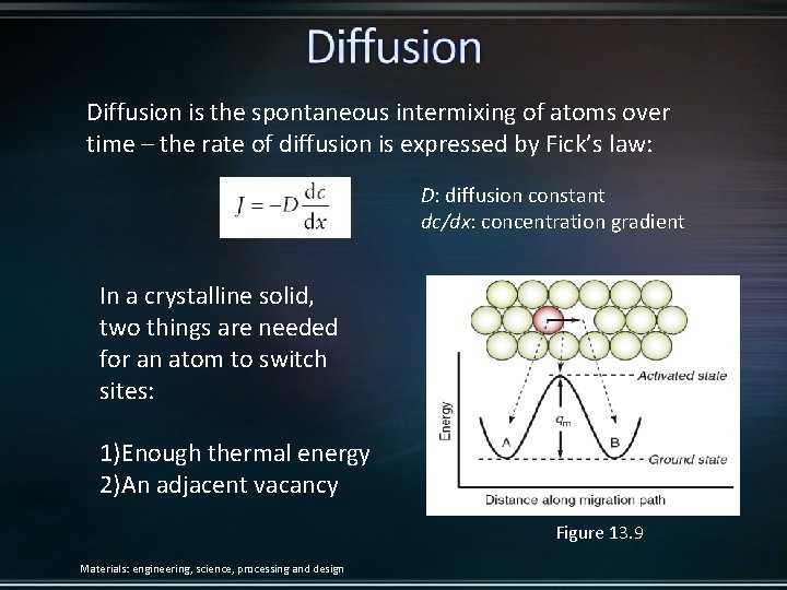 Diffusion is the spontaneous intermixing of atoms over time – the rate of diffusion