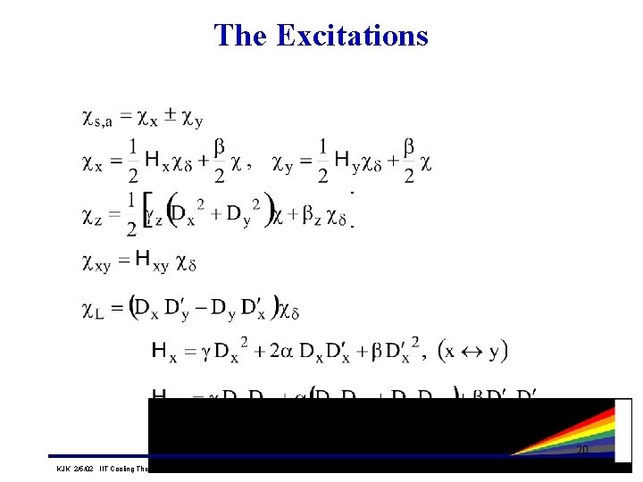 The Excitations KJK 2/5/02 IIT Cooling Theory/Simulation Day 20 Advanced Photon Source The Excitations KJK 2/5/02 IIT Cooling Theory/Simulation Day 20 Advanced Photon Source
