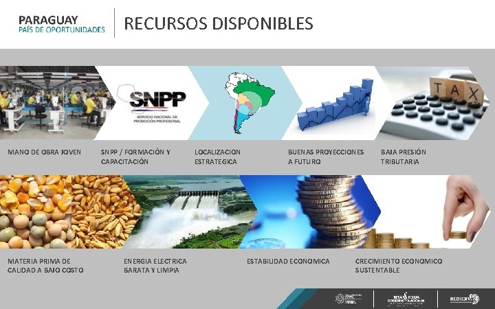 RECURSOS DISPONIBLES MANO DE OBRA JOVEN MATERIA PRIMA DE CALIDAD A BAJO COSTO SNPP