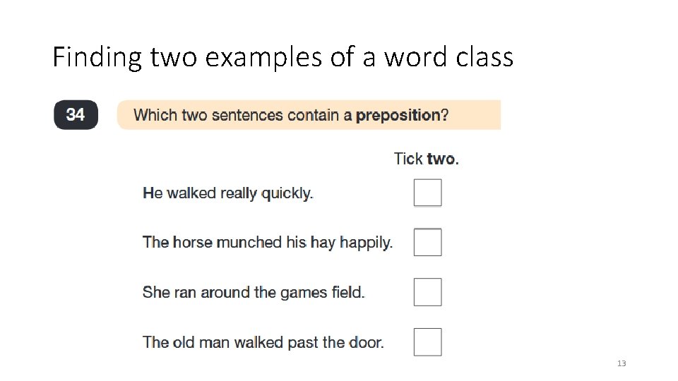 Finding two examples of a word class 13 