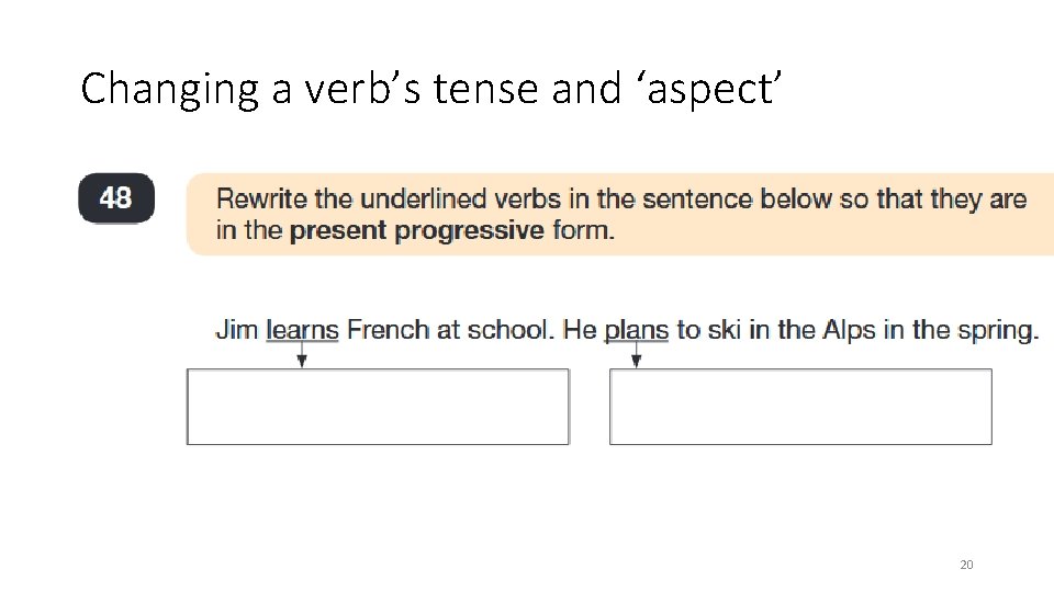 Changing a verb’s tense and ‘aspect’ 20 