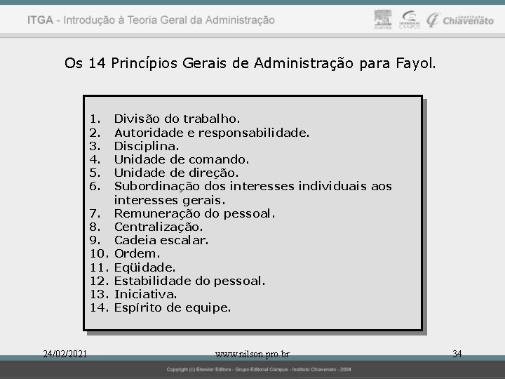 Os 14 Princípios Gerais de Administração para Fayol. 1. 2. 3. 4. 5. 6.
