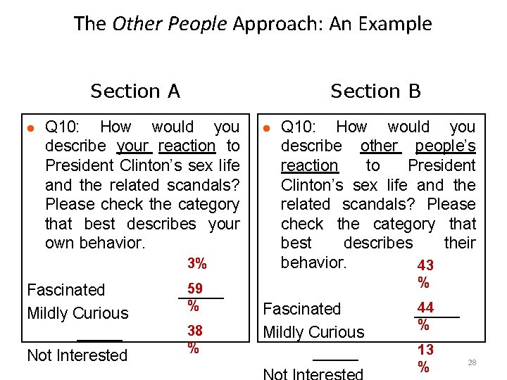 The Other People Approach: An Example Section A l Section B Q 10: How