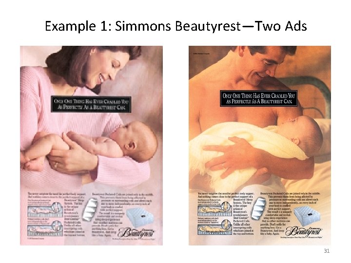 Example 1: Simmons Beautyrest—Two Ads 31 