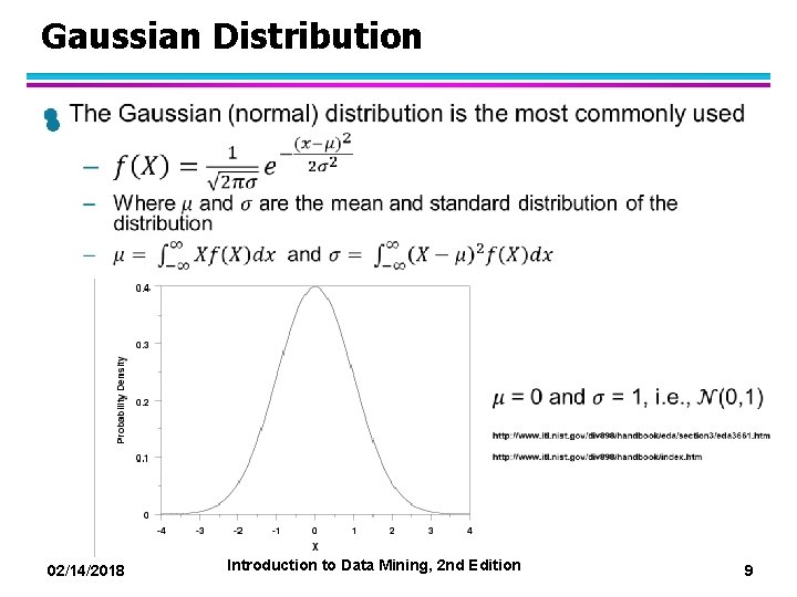 Gaussian Distribution l 02/14/2018 Introduction to Data Mining, 2 nd Edition 9 