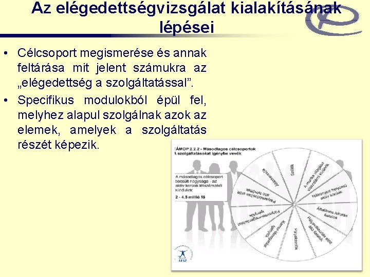 Az elégedettségvizsgálat kialakításának lépései • Célcsoport megismerése és annak feltárása mit jelent számukra az
