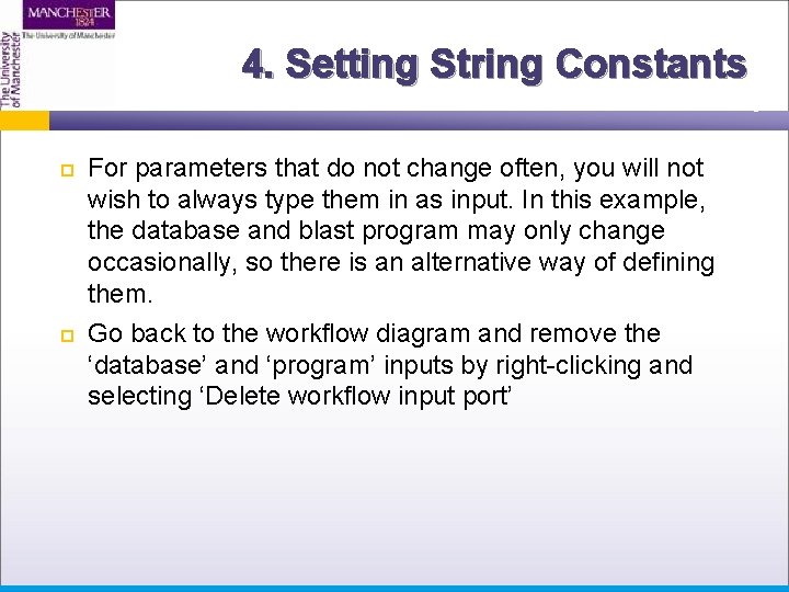 4. Setting String Constants For parameters that do not change often, you will not