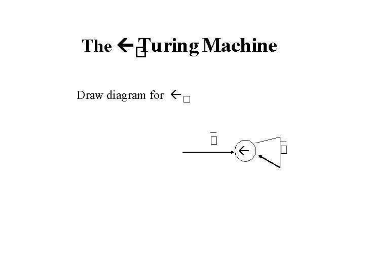 The � Turing Machine Draw diagram for � – � The � Turing Machine Draw diagram for � – �