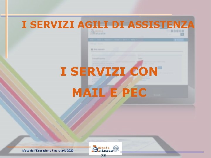 I SERVIZI AGILI DI ASSISTENZA I SERVIZI CON MAIL E PEC Mese dell’Educazione Finanziaria