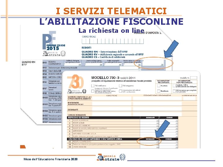 I SERVIZI TELEMATICI L’ABILITAZIONE FISCONLINE La richiesta on line Mese dell’Educazione Finanziaria 2020 