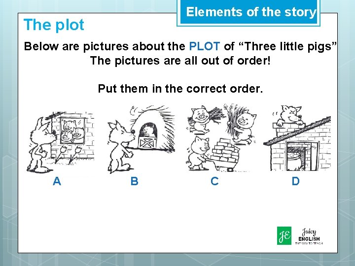 Elements of the story The plot Below are pictures about the PLOT of “Three