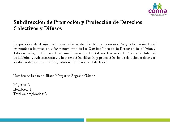 Subdirección de Promoción y Protección de Derechos Colectivos y Difusos Responsable de dirigir los