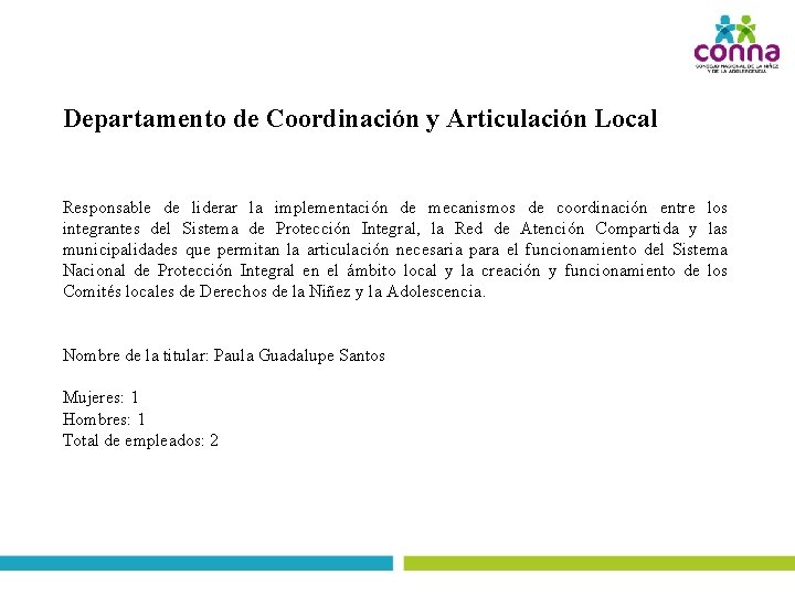 Departamento de Coordinación y Articulación Local Responsable de liderar la implementación de mecanismos de