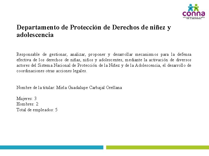 Departamento de Protección de Derechos de niñez y adolescencia Responsable de gestionar, analizar, proponer