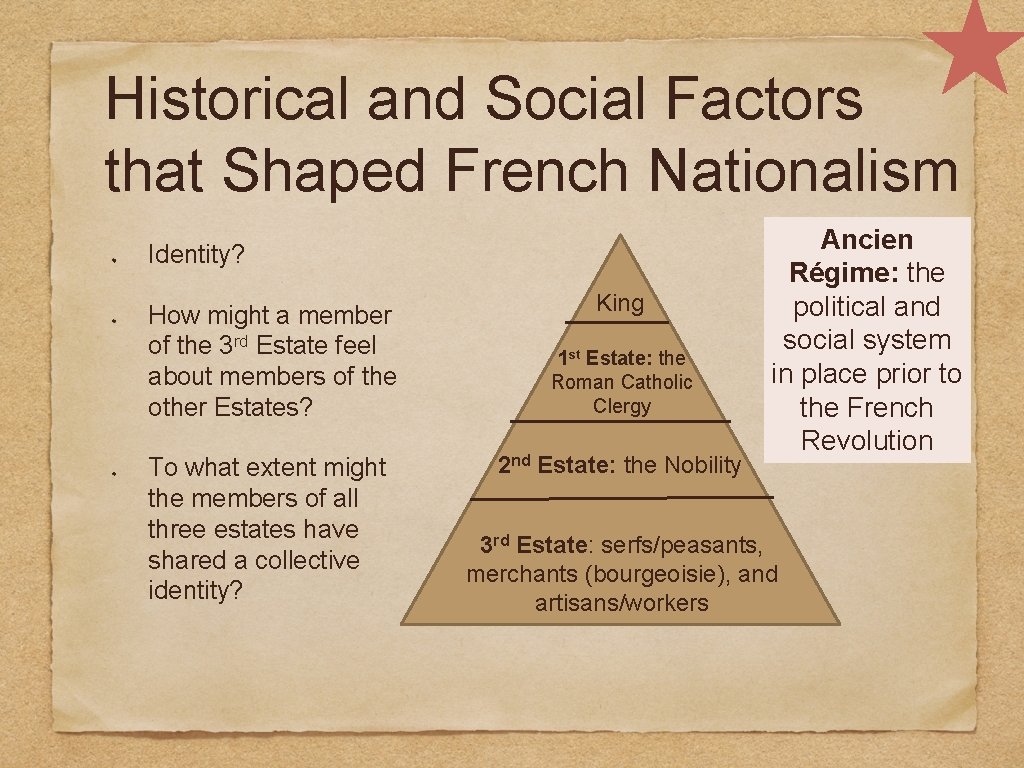 Historical and Social Factors that Shaped French Nationalism Identity? How might a member of