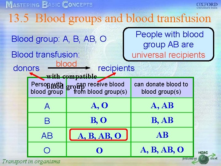 13. 5 Blood groups and blood transfusion 按一下以編輯母片標題樣式 People with blood Blood group: A,
