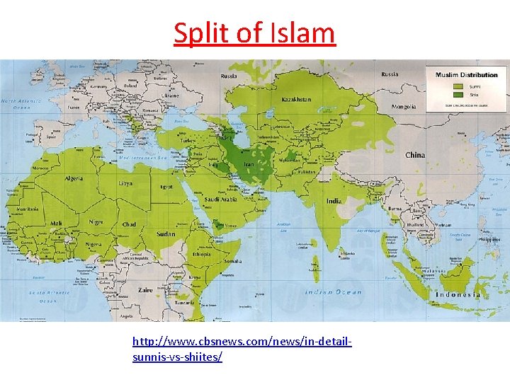 Split of Islam • Sunni- Believed the community should select Muhammad's successor. – 83%