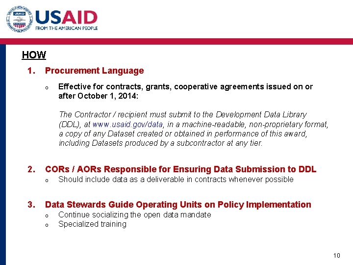 HOW 1. Procurement Language o Effective for contracts, grants, cooperative agreements issued on or HOW 1. Procurement Language o Effective for contracts, grants, cooperative agreements issued on or