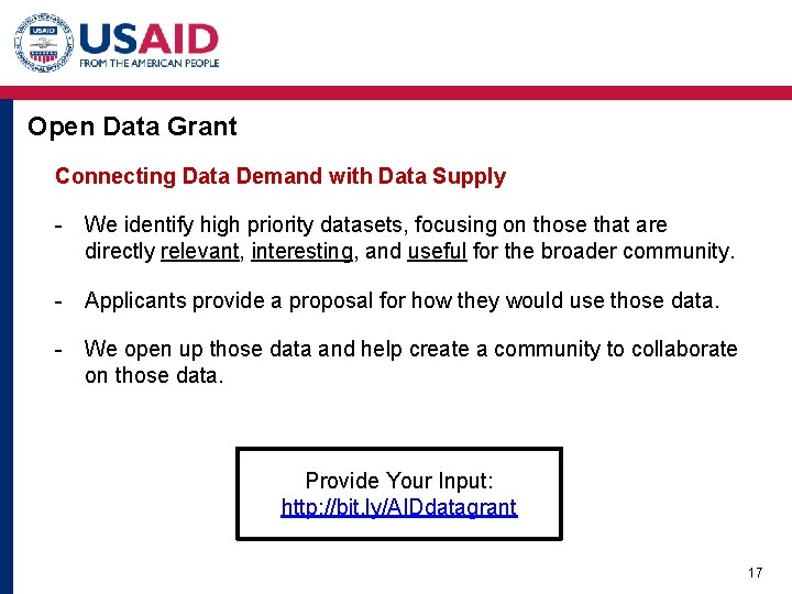 Open Data Grant Connecting Data Demand with Data Supply - We identify high priority Open Data Grant Connecting Data Demand with Data Supply - We identify high priority