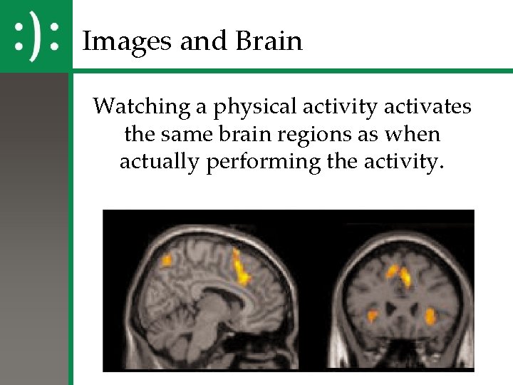 Images and Brain Watching a physical activity activates the same brain regions as when