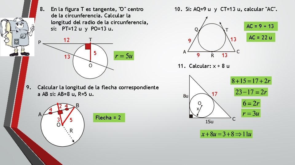 8. En la figura T es tangente, "O" centro de la circunferencia. Calcular la