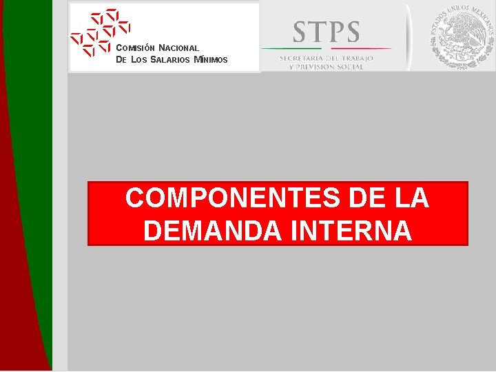 COMISIÓN NACIONAL DE LOS SALARIOS MÍNIMOS COMPONENTES DE LA DEMANDA INTERNA 