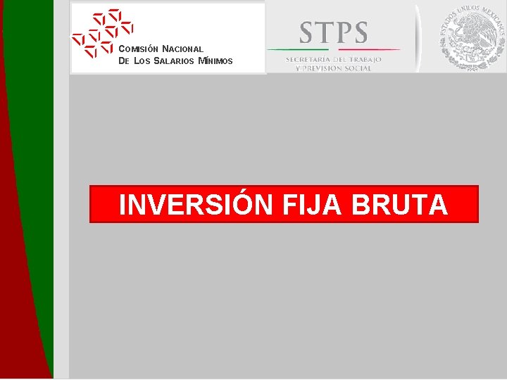 COMISIÓN NACIONAL DE LOS SALARIOS MÍNIMOS INVERSIÓN FIJA BRUTA 