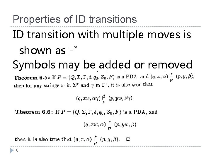 Properties of ID transitions ID transition with multiple moves is shown as ˫* Symbols