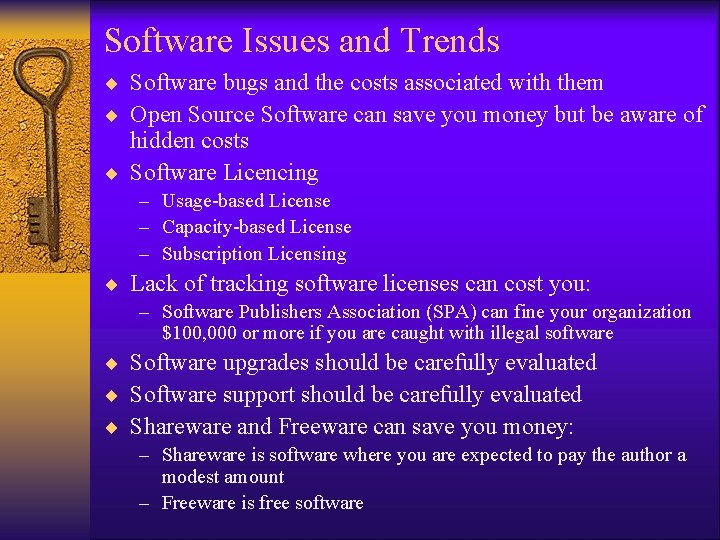 Software Issues and Trends ¨ Software bugs and the costs associated with them ¨ Software Issues and Trends ¨ Software bugs and the costs associated with them ¨