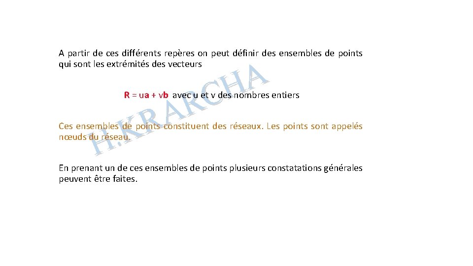 A partir de ces différents repères on peut définir des ensembles de points qui