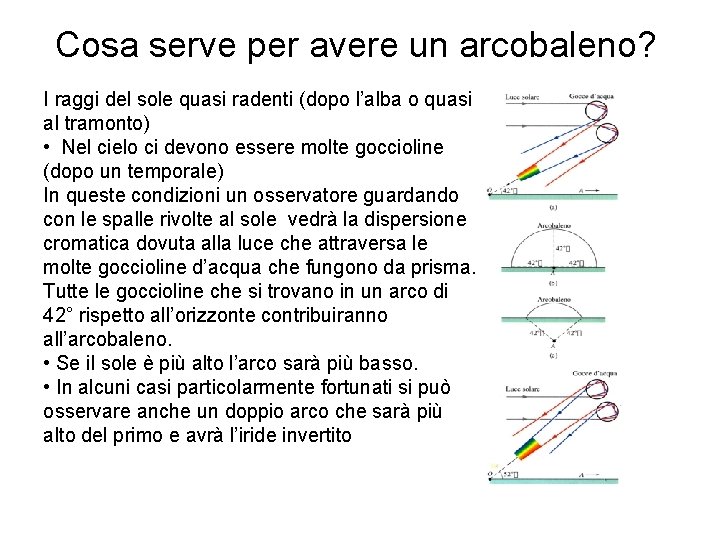 Cosa serve per avere un arcobaleno? I raggi del sole quasi radenti (dopo l’alba