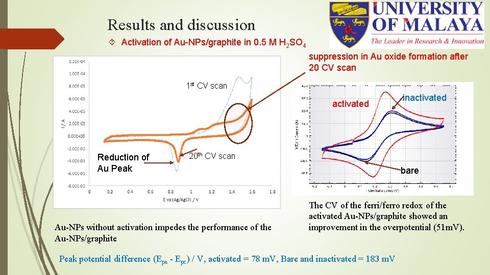 Results and discussion Activation of Au-NPs/graphite in 0. 5 M H 2 SO 4 Results and discussion Activation of Au-NPs/graphite in 0. 5 M H 2 SO 4