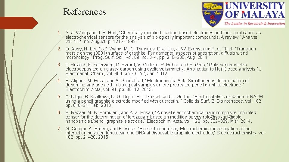 References 1. S. a. Wring and J. P. Hart, “Chemically modified, carbon-based electrodes and References 1. S. a. Wring and J. P. Hart, “Chemically modified, carbon-based electrodes and