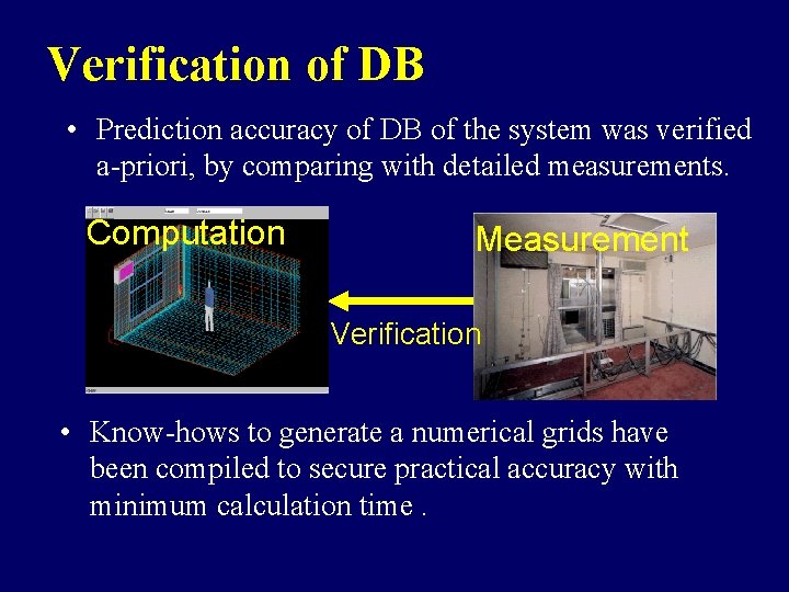 Verification of DB • Prediction accuracy of DB of the system was verified a-priori, Verification of DB • Prediction accuracy of DB of the system was verified a-priori,