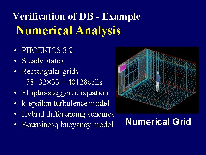 Verification of DB - Example Numerical Analysis • PHOENICS 3. 2 • Steady states Verification of DB - Example Numerical Analysis • PHOENICS 3. 2 • Steady states