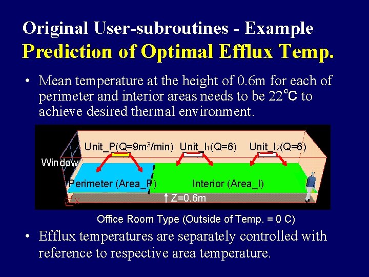 Original User-subroutines - Example Prediction of Optimal Efflux Temp. • Mean temperature at the Original User-subroutines - Example Prediction of Optimal Efflux Temp. • Mean temperature at the