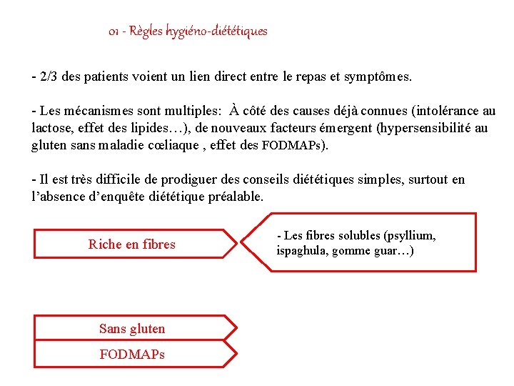 01 - Règles hygiéno-diététiques - 2/3 des patients voient un lien direct entre le